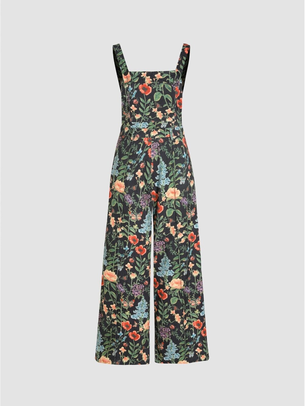 Cider Lightweight Corduroy Floral Button Wide Leg Jumpsuit - M